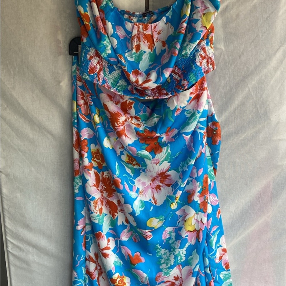 Fashion Nova Vibrant Floral Asymmetrical Dress